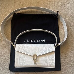 Anine Bing Colette cream croc embossed leather bag EUC